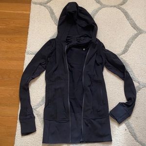 Lululemon workout jacket with hood - black, size 2 or 4